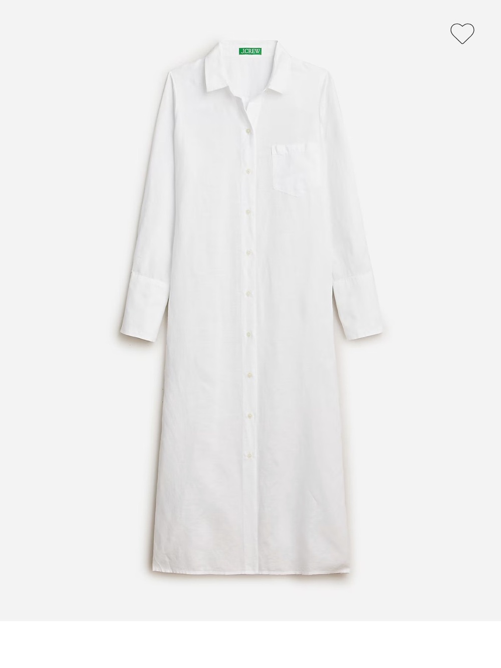 J.Crew White Longline Button-Front Shirt Dress size M euc